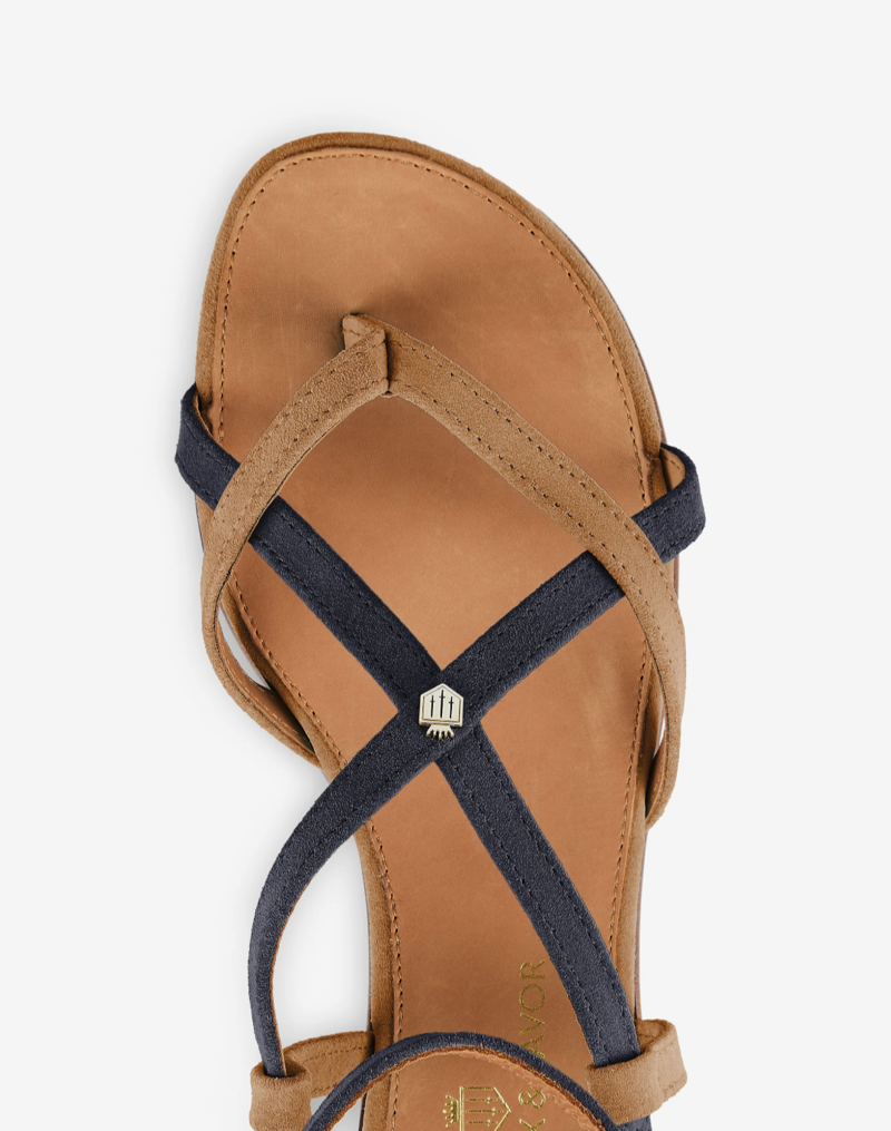Fairfax and Favor Brancaster Sandal Tan/Navy-3